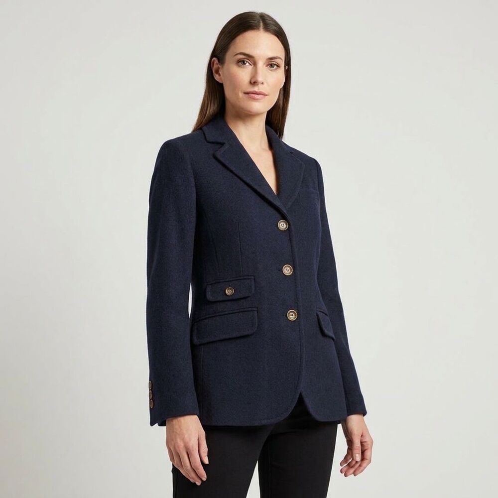 Eddie Bauer navy blue wool Blazer jacket 10 m quiet luxury classic old money